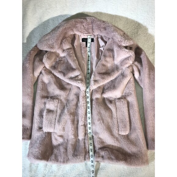 Rachel Zoe Women's Soft Powder Pink Faux Fur Cozy Jacket Winter Coat - Picture 4 of 8
